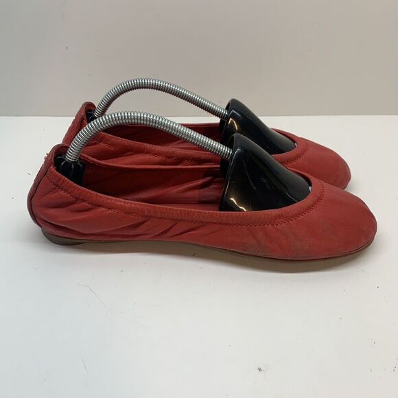 Tory Burch 7 M‎ women’s slip on ballet flat shoes red genuine leather (READ) - Picture 1 of 9